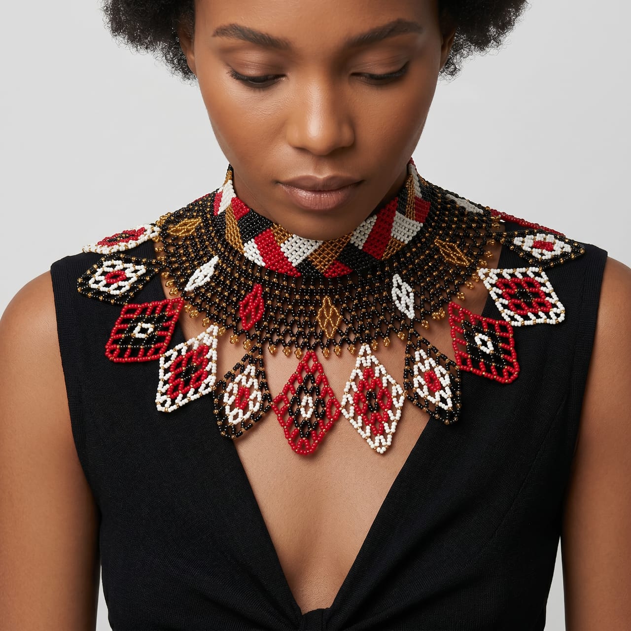 African Beaded Maasai Necklace.
