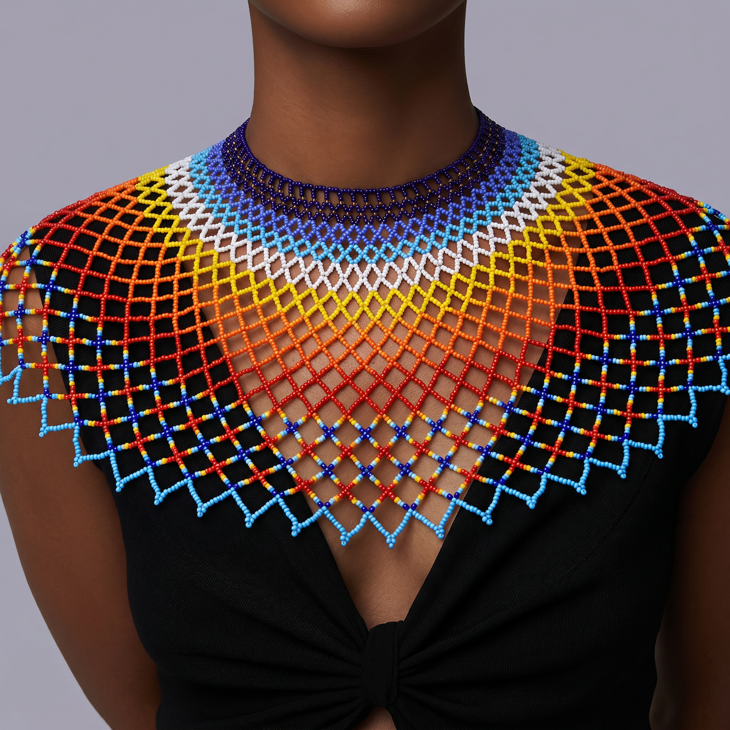 African Beaded Maasai Necklace.