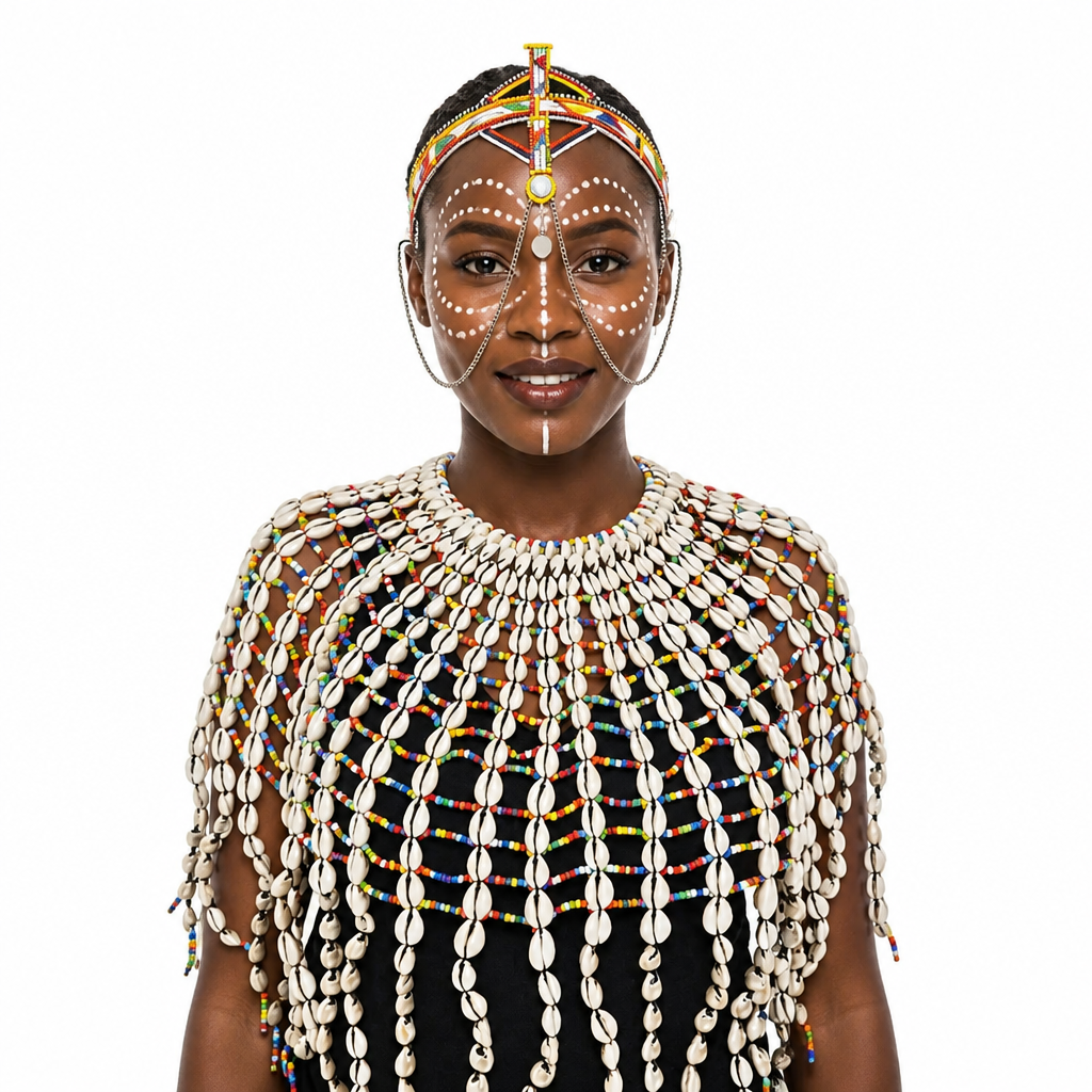 African Traditional Cowrieshell And Beads Necklace. - TheKenyanJeweller