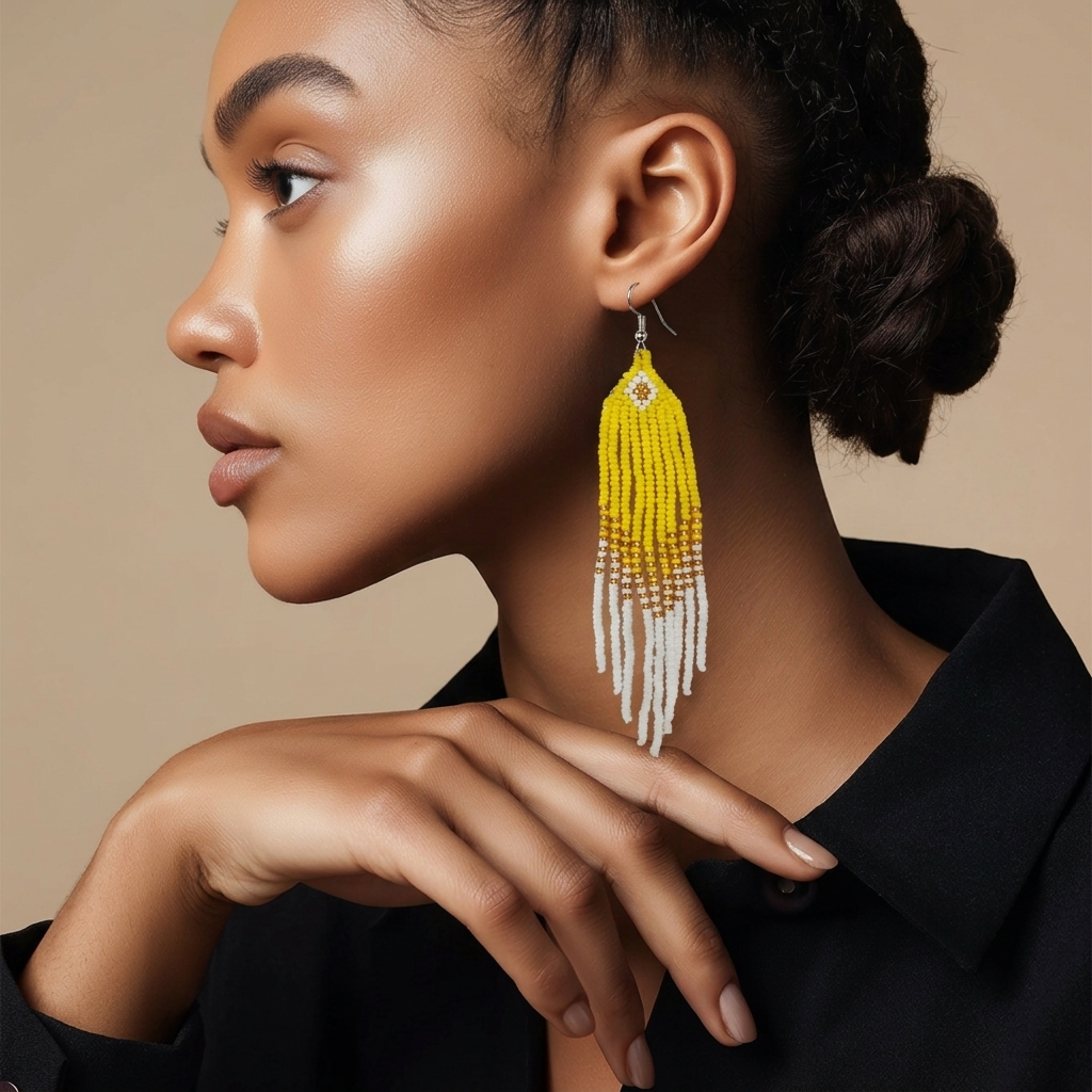Long African Maasai Beaded Earrings. - TheKenyanJeweller