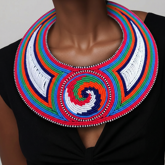 African Beaded Maasai Necklace.